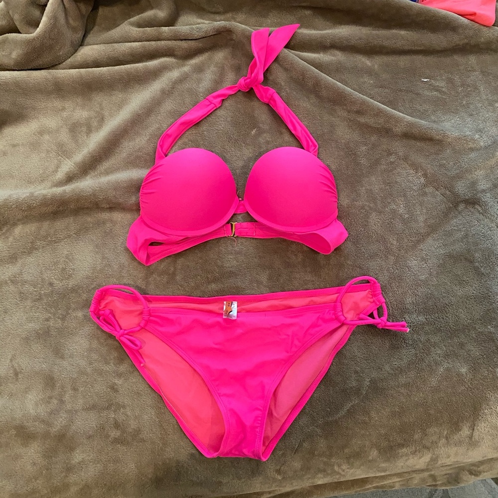 Neon pink bikini set